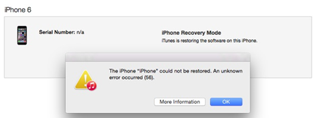 ข้อผิดพลาด iPhone 56 มักเกิดขึ้นขณะกู้คืนอุปกรณ์ผ่าน iTunes