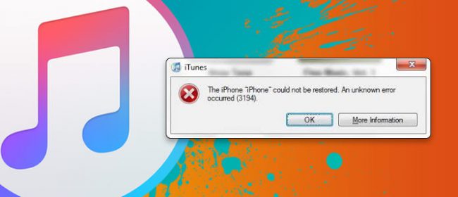 ข้อผิดพลาด iTunes 3194