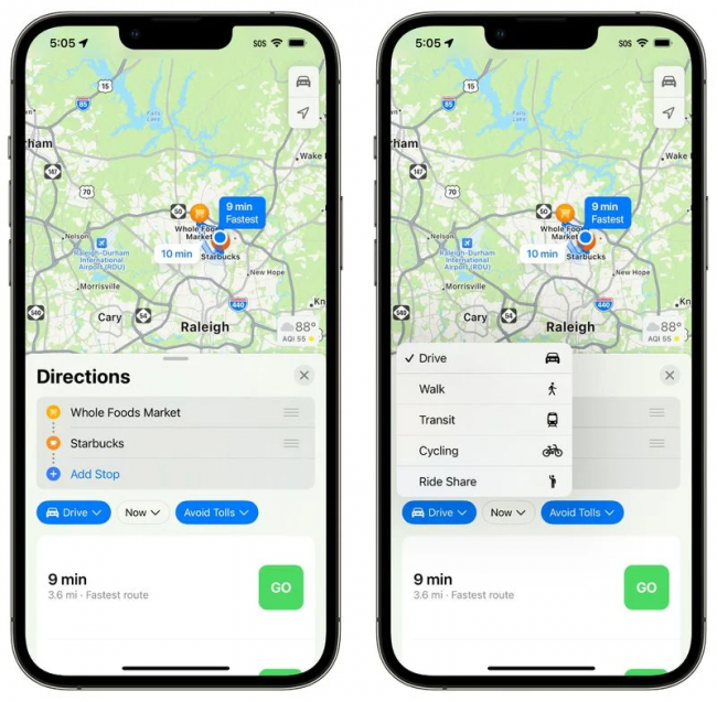 Maps ใน iOS 16 การอัปเดตอินเทอร์เฟซของแผนที่